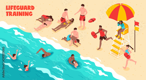  Lifeguard Training Horizontal Illustration