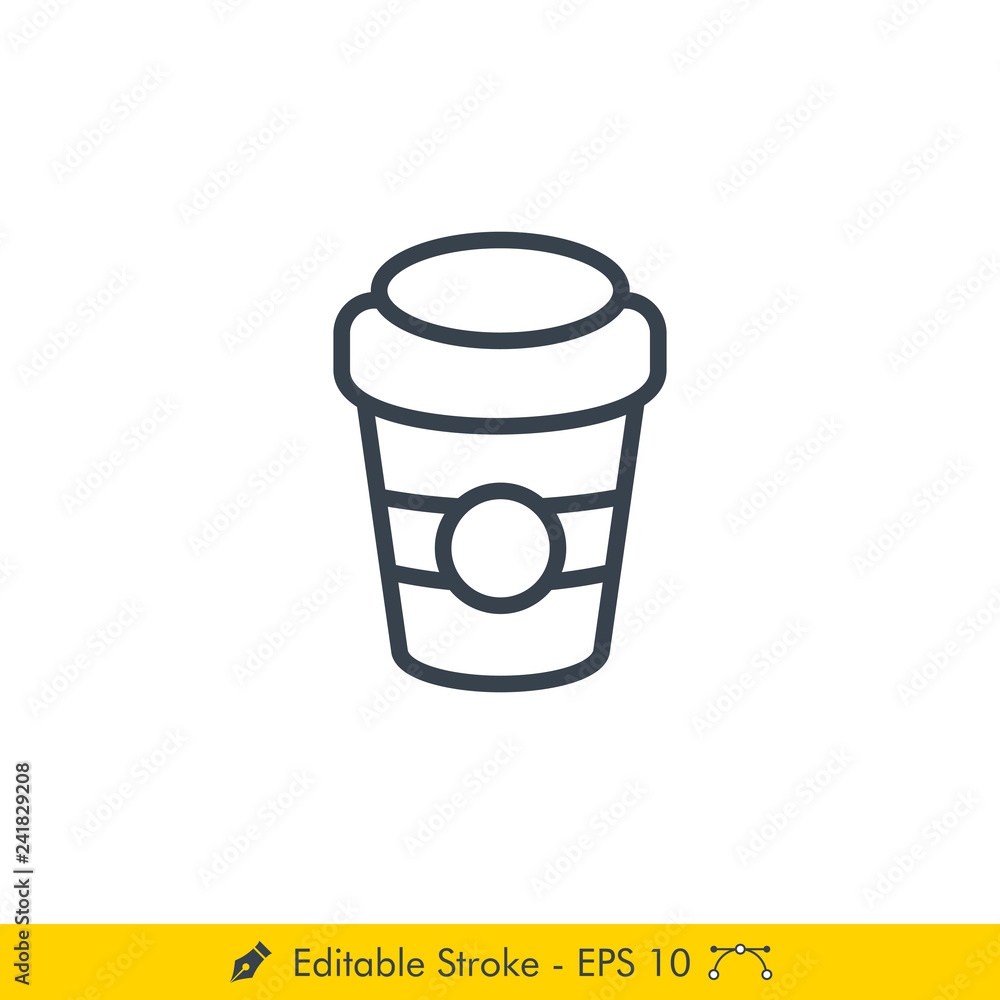 Coffee To Go Cup Icon / Vector - In Line / Stroke Design