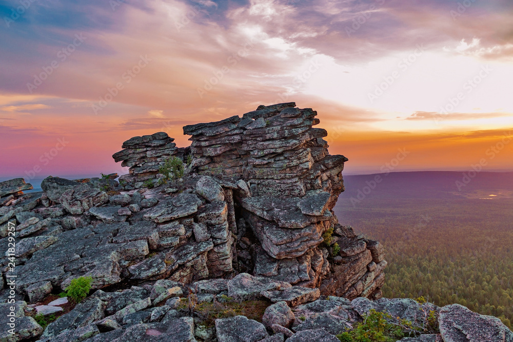 rocks on the top of the mountain in the urals