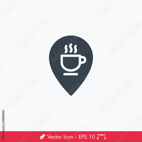 Cafe (Coffee) Location Icon / Vector