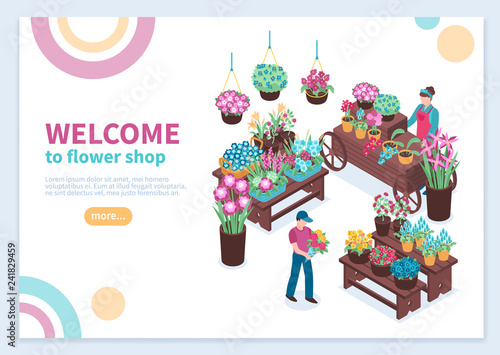 Flower Shop Isometric Concept