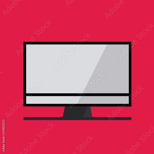 Flat design business Vector Illustration concept copy text for esp Web banners promotional material mock up template. Dual view Desktop Computer Monitor Digital Wide Screen Device Hardware