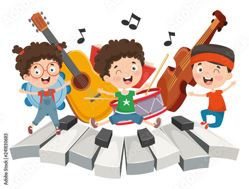 Vector Illustration Of Children Music
