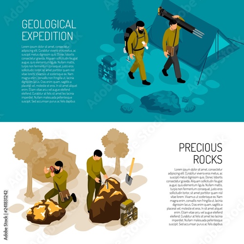 Geologist Isometric Banners 