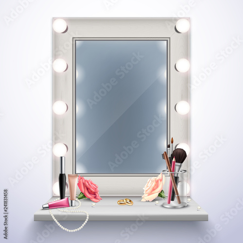 Makeup Mirror Realistic Composition