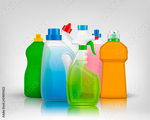 Colourful Detergent Bottles Composition