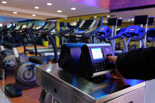 finger print machines in the gym photo