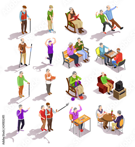 Elderly People Isometric Set