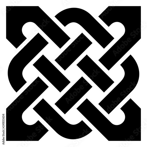 Einfacher Keltischer Knoten in Schwarz auf isolierten weißem Hintergrund.