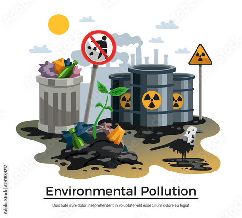 Pollution Ecology Flat Composition 