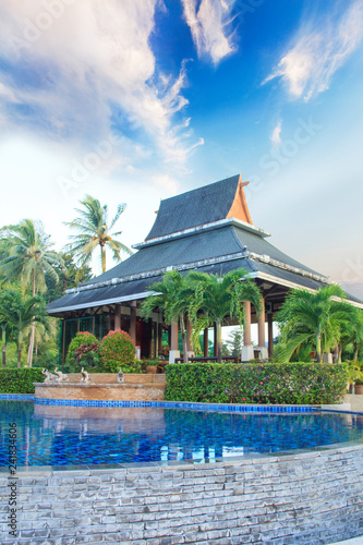 Wallpaper Mural Beautiful sunrise over the pool and palm trees Torontodigital.ca