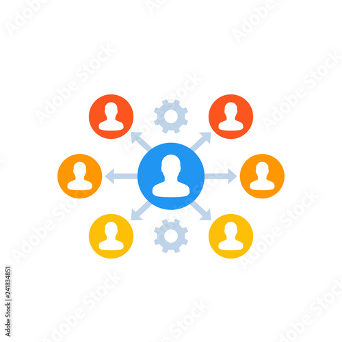 delegation, management icon on white