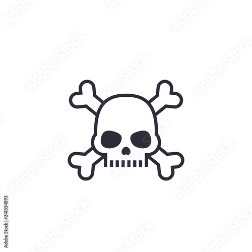 malware, computer virus icon with skull and bones