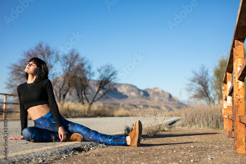 Woman doing sport and relaxing outdoors