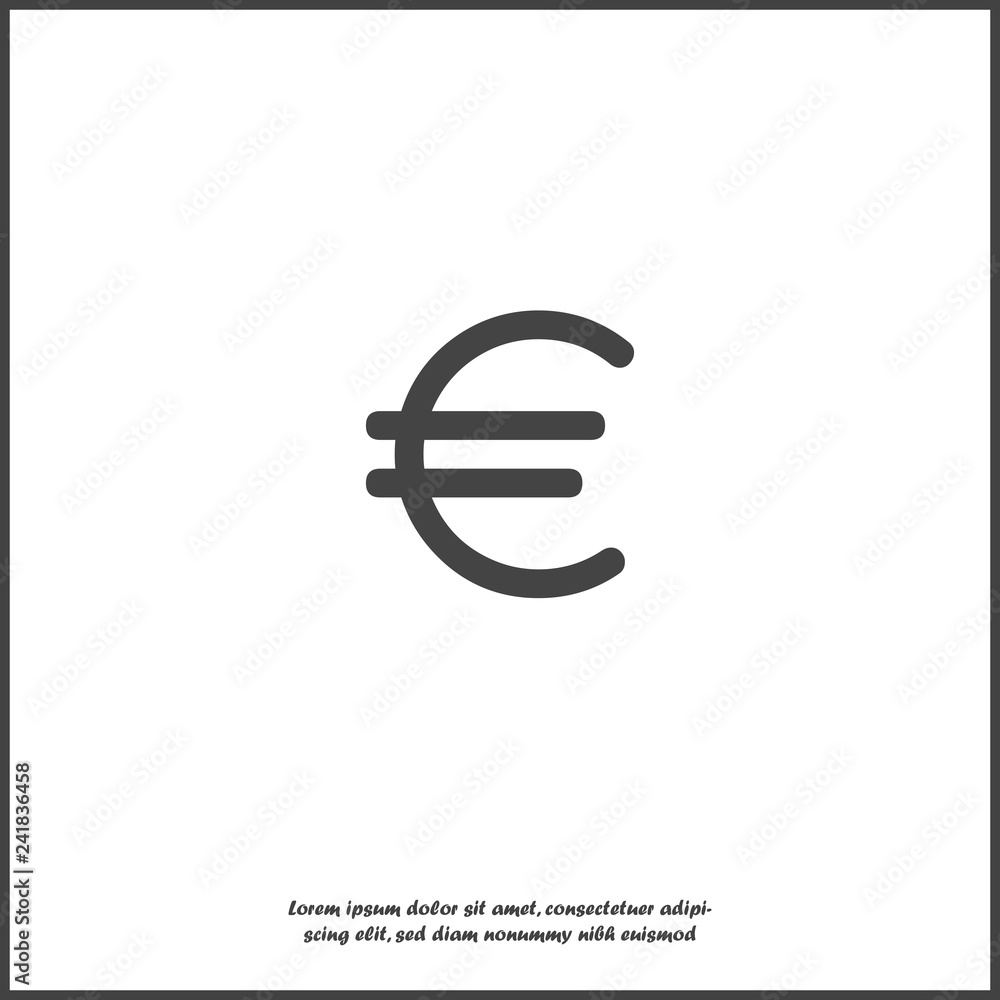 Obraz premium Vector image of the euro sign on gray background. Flat image euro icon on white isolated background.