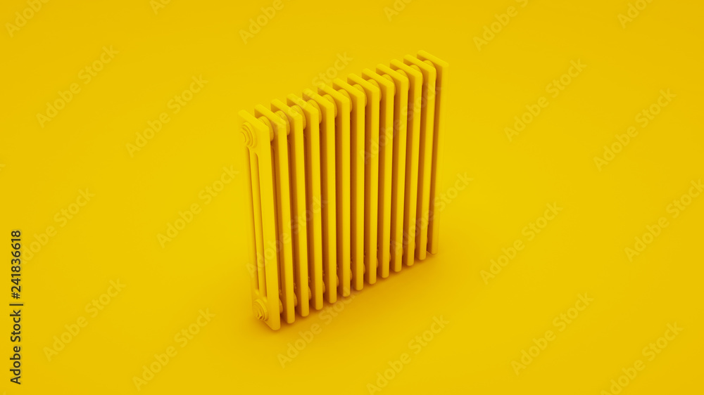 Yellow Steel tubular radiator. 3D illustration Yellow Steel tubular radiator. 3D illustration