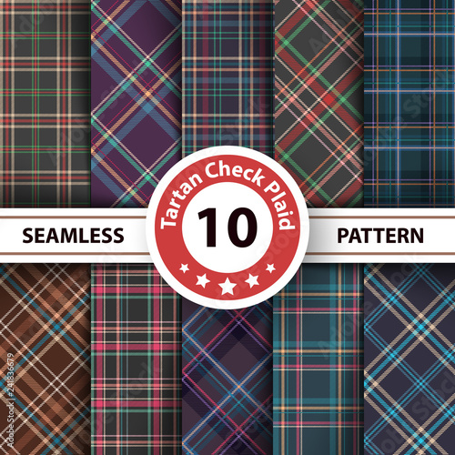 Classic tartan, Merry Christmas seamless patterns.