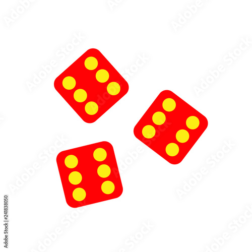 Lucky dices casino gambling game jackpot. Flat color symbol icon on white background