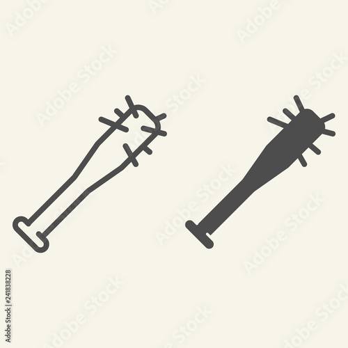 Foto Baseball bat with thorns line and glyph icon