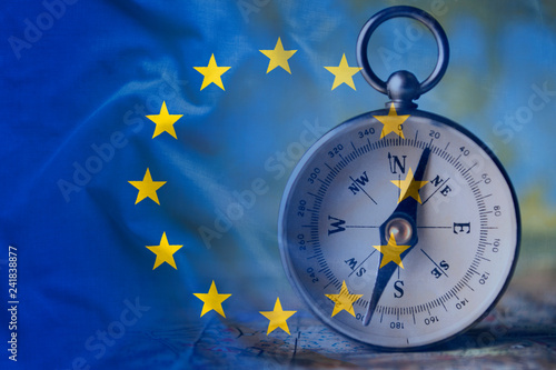 European Union flag and the compass photo