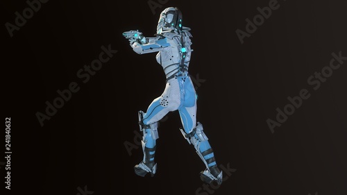 Girl in sky fy space suit 3d render © andryuha1981