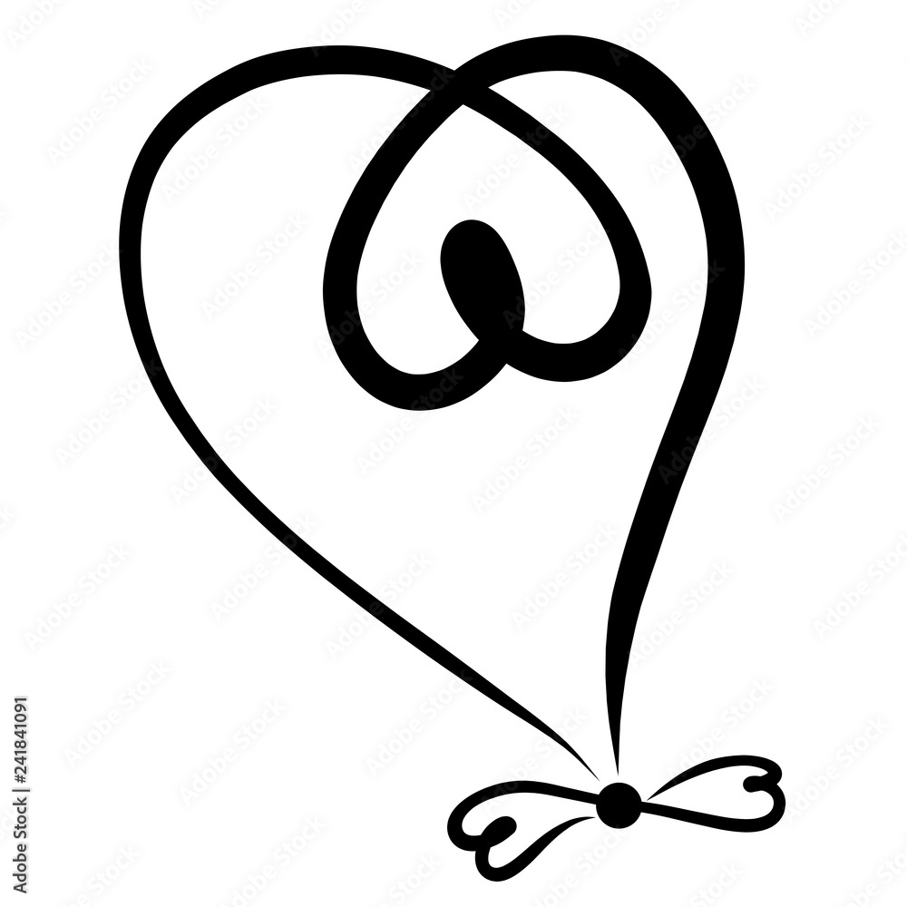 Fototapeta premium Heart and a bow of hearts, a balloon