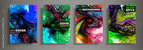 Modern design A4.Abstract marble texture of colored bright liquid paints.Splash neon trends paints.Used design presentations, print,flyer,business cards,invitations, calendars,sites, packaging,cover.