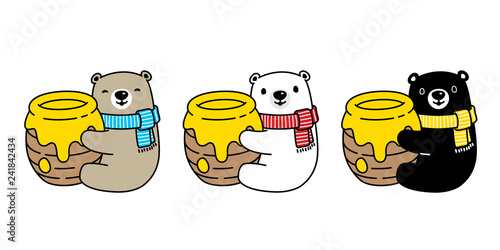 Bear vector Polar Bear icon honey bee hug logo cartoon character illustration doodle