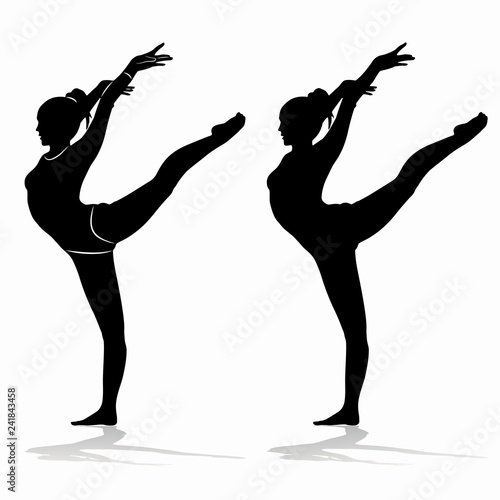 silhouette of a gymnast woman, vector draw