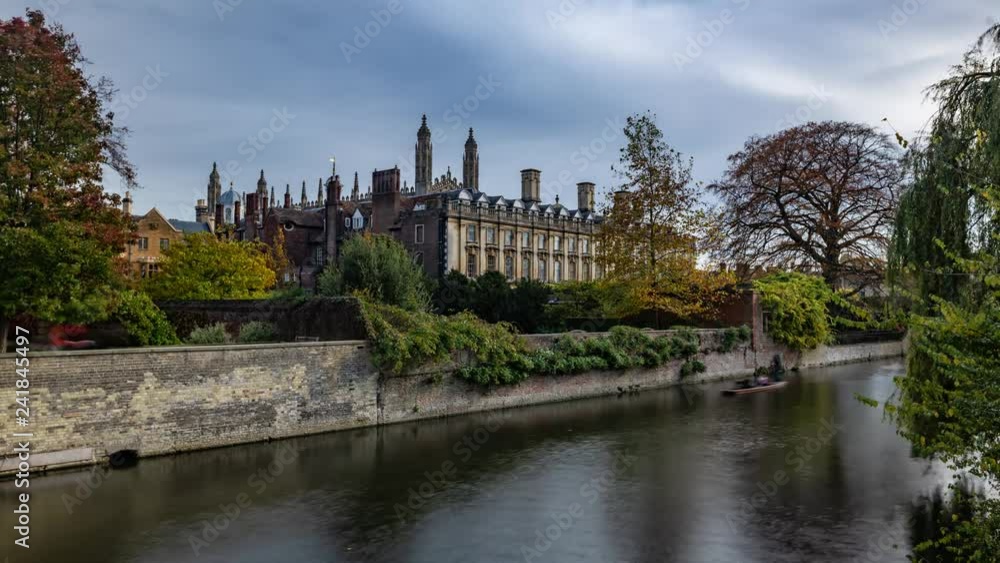 Time lapse view of boats punting on the river Cam in Cambridge by Clare College Time lapse view of boats punting on the river Cam in Cambridge by Clare College