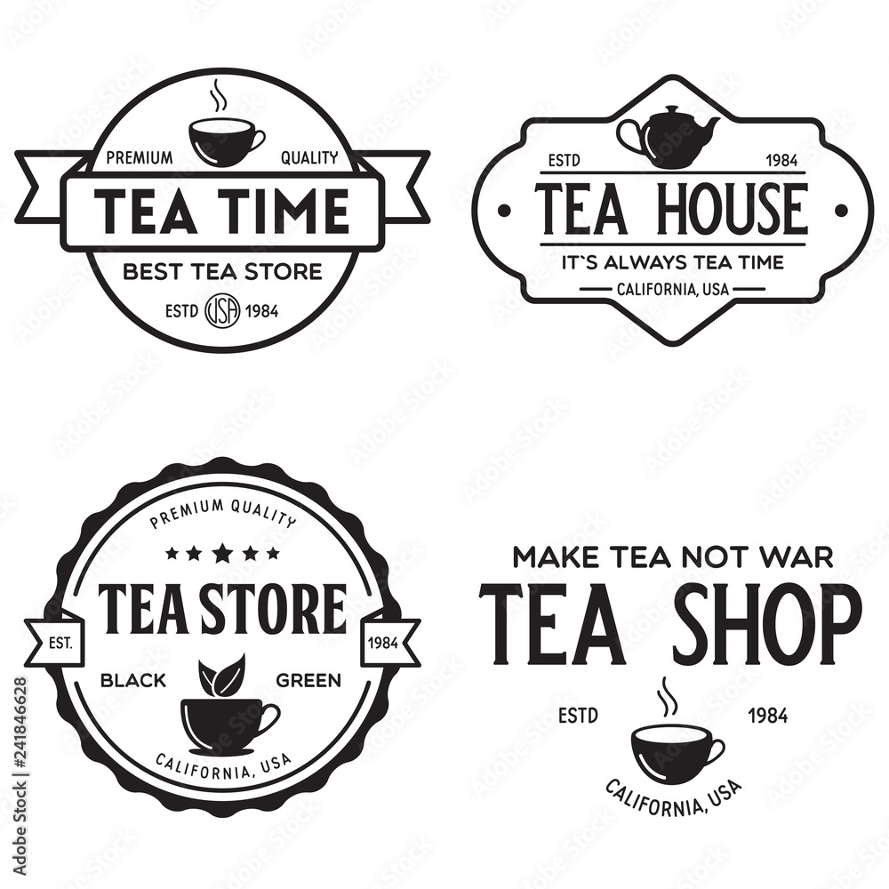 Set of logos Hot &amp; Cold tea By Lettering_Logo | TheHungryJPEG
