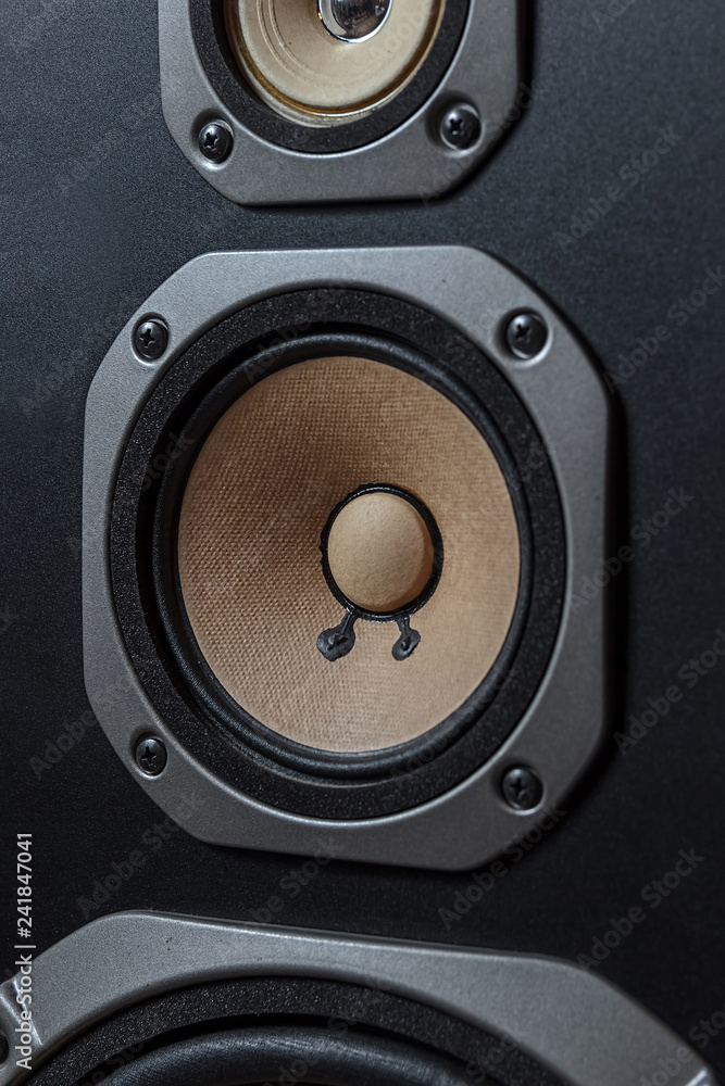 High quality loudspeakers. Hifi sound system in shop for sound recording studio. Professional hi-fi cabinet speaker box. Audio equipment for record studios. Buy dj equip in music store High quality loudspeakers. Hifi sound system in shop for sound recording studio. Professional hi-fi cabinet speaker box. Audio equipment for record studios. Buy dj equip in music store