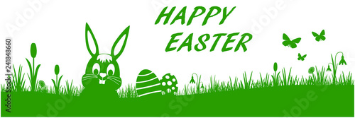 Frohe Ostern Banner Silhouette grün