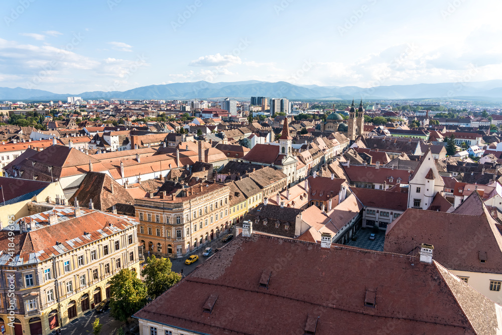 Aerial View Of Sibiu City Skyline In Romania