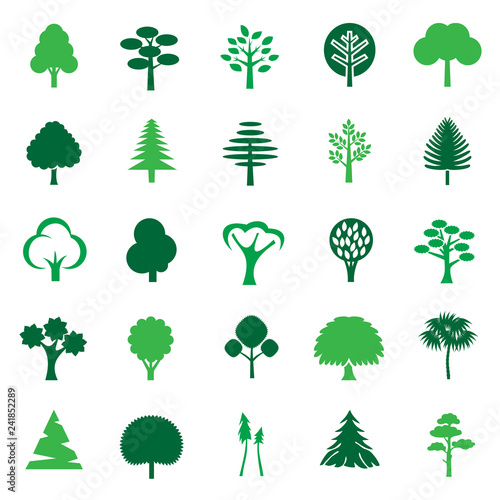 Trees color icon set on white background for graphic and web design, Modern simple vector sign. Internet concept. Trendy symbol for website design web button or mobile app