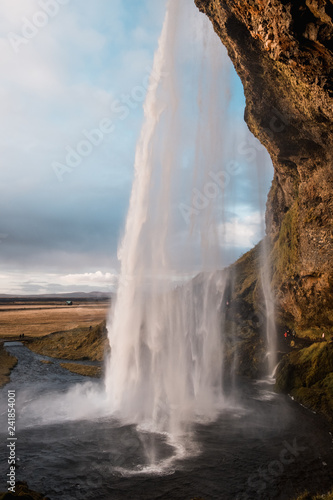  Picturesque waterfall Seljalandsfoss, Iceland. Nordic nature