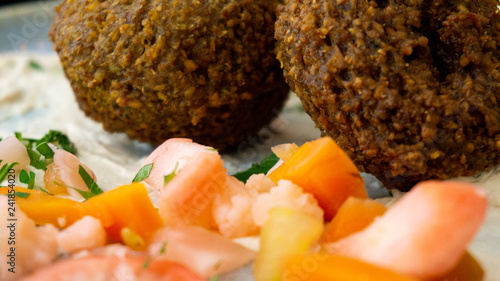 Typical Lebanese dish with falafel and vegetables
