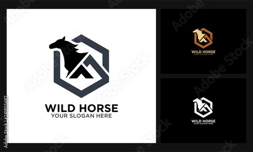 wild horse icon vector logo