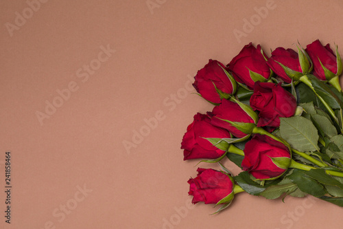 Valentines day background, romantic seamless nude background,red rose bouquet, free copy text space
