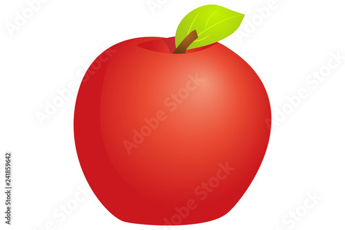 Manzana roja sobre fondo blanco.