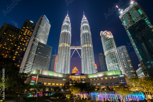 The Petronas twin towers at night photo