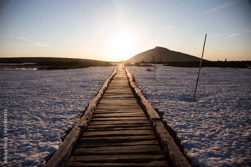 Sunrise at Czech national park over Snezka during beautiful spring morning Sunrise at Czech national park over Snezka during beautiful spring morning
