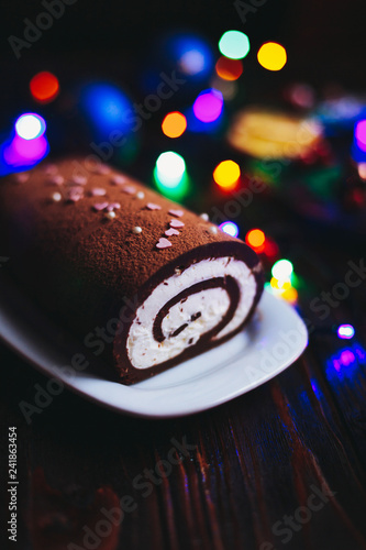 Chocolate roll christmas log