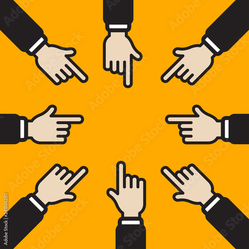 businessmen point to middle