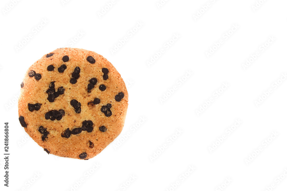 Oatmeal cookies with chocolate drops isolated on white background Oatmeal cookies with chocolate drops isolated on white background