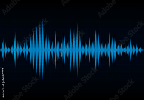 Sound wave vector background. Blue digital equalizer