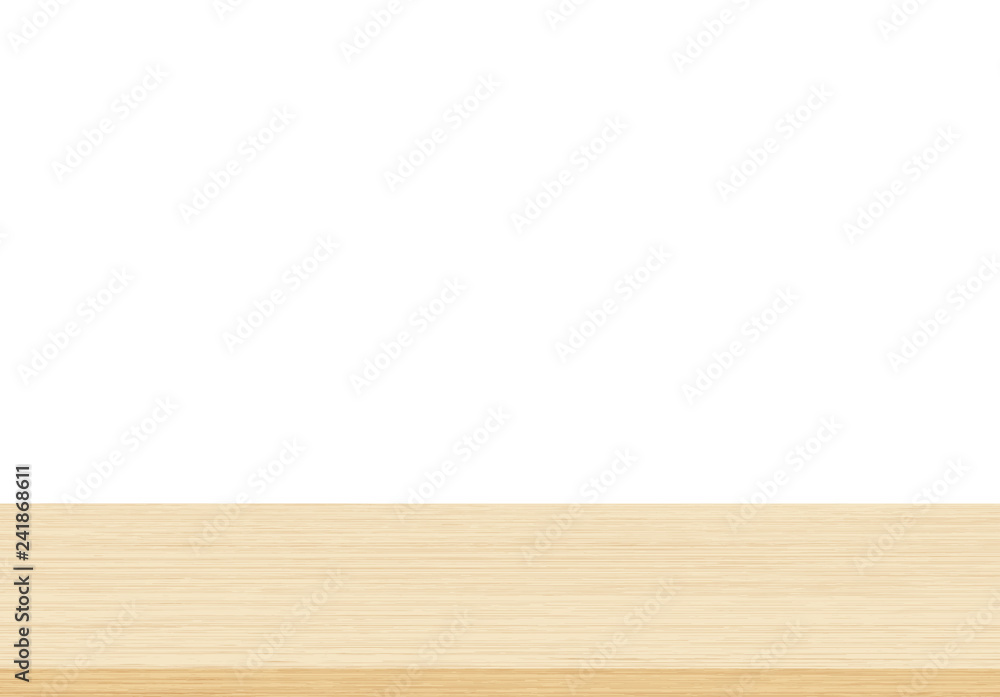 Empty wood table top on white background, Template mock up for display of product Empty wood table top on white background, Template mock up for display of product