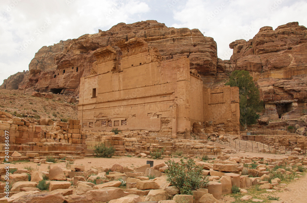 View to the temple Qasr Al-Bint. Nabataeans capital city (Al Khazneh).Petra, Jordan.