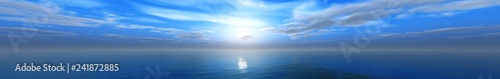 morning at sea, panorama of sea sunset, clouds over the water, light over the ocean, 