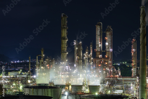 petrochemical plant at night